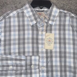 Faherty Brand The Movement Shirt Grey Cream Plaid Button Up Men Size Small NEW